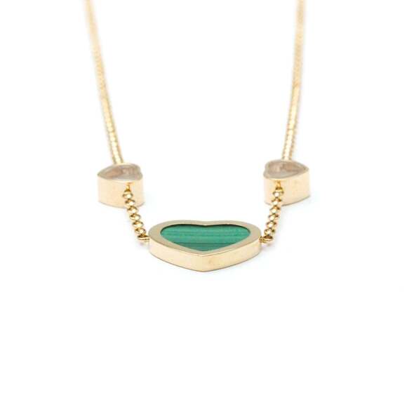 Chopard Happy Heart Malachite Diamond Necklace 81A082 Pink Gold (18K) Diamond... - Picture 5 of 11